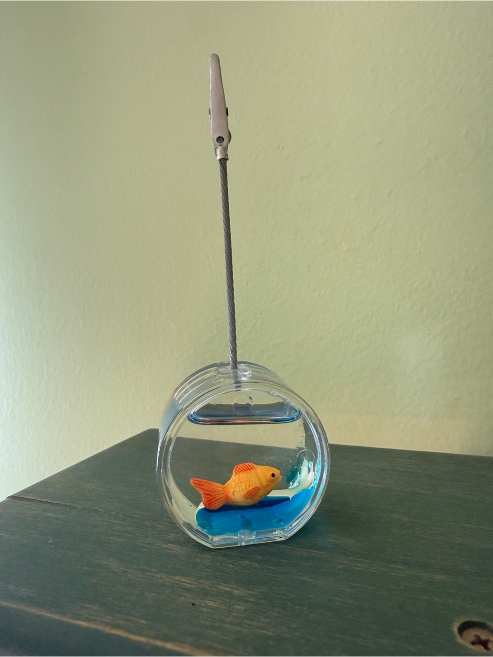 Clear Decorative Mini Fish Tank Card Holder with Orange Fish